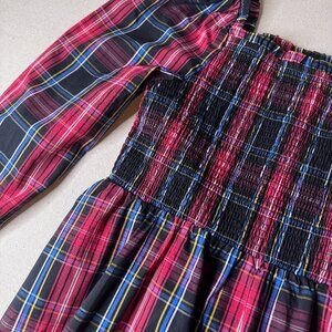 Draper James Red and Black Plaid Midi Dress